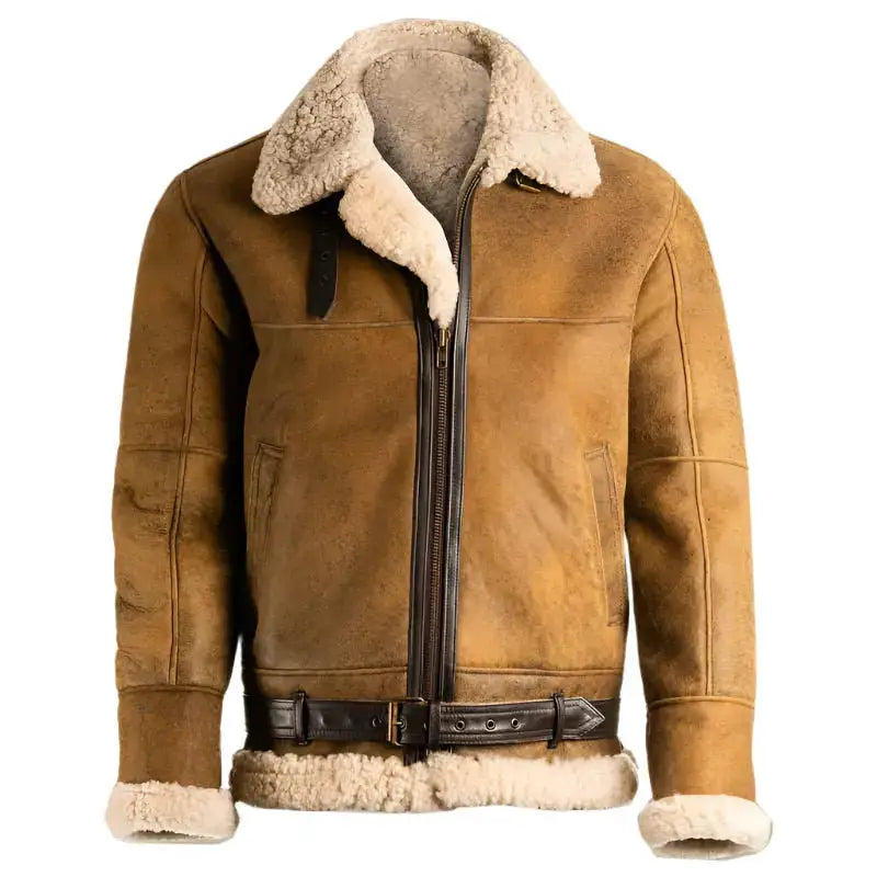 Mens Brown B3 Shearling Leather Jacket