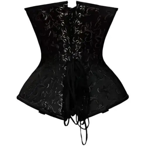 Women’s Goel Silver Brocade & Faux Leather Underbust Corset with Chain Details