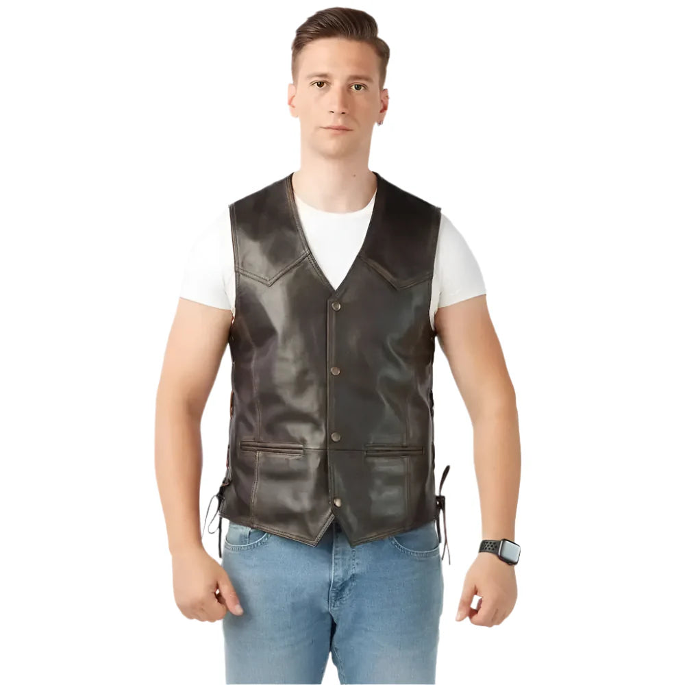 Handcrafted Vintage Leather Motorcycle Vest