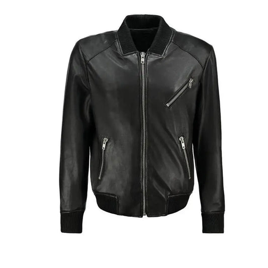 Premium Native American Leather Bomber Jacket