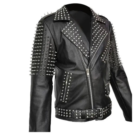 Men’s Spiked Real Leather Studded Jacket