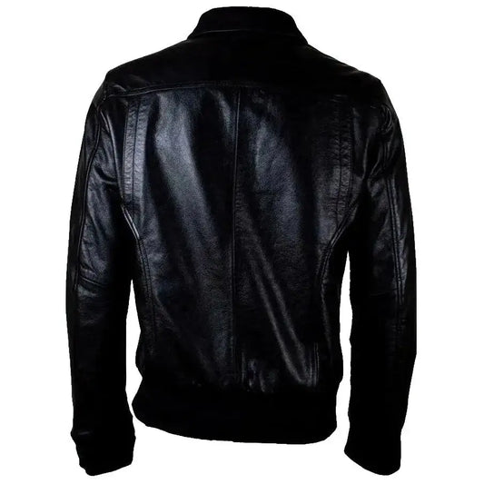 Mens Genuine Leather Bomber Jacket