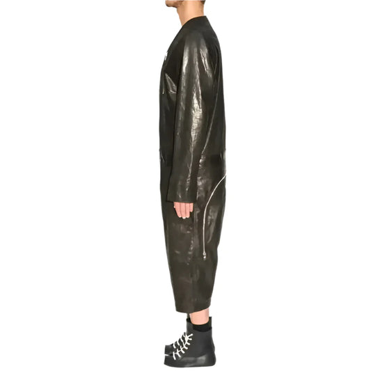 Men’s Black Leather Jumpsuit