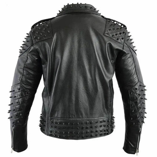 Men’s Black Studded Leather Biker Jacket