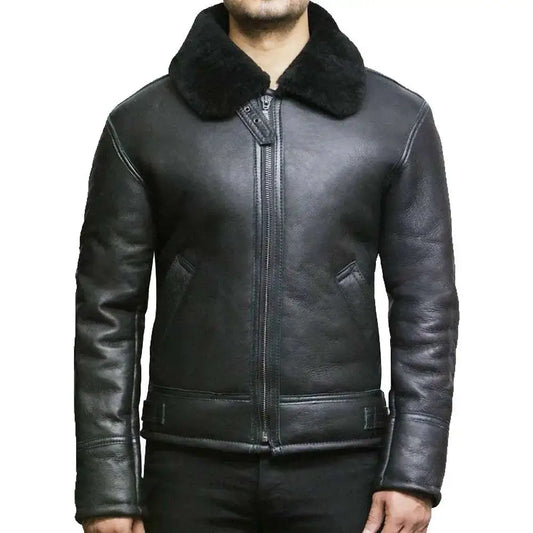 Mens Shearling Aviator Leather Jacket