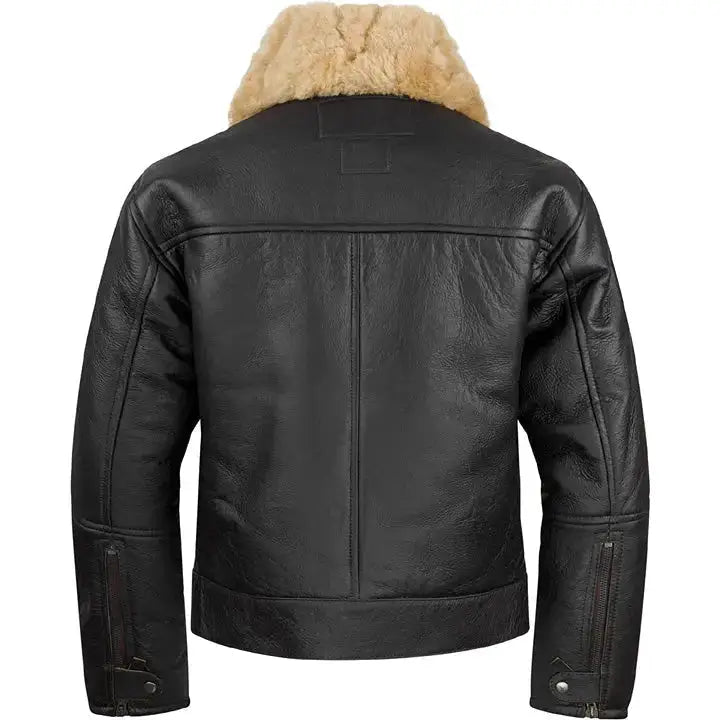 Mens Black Sheepskin Flight Jacket
