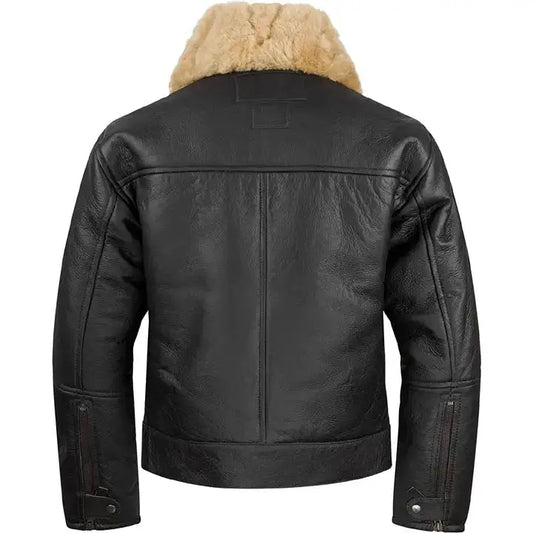 Mens Black Sheepskin Flight Jacket
