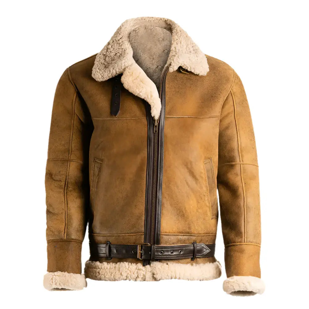 Mens Brown B3 Shearling Leather Aviator Jacket