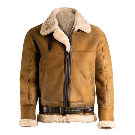 Mens Brown B3 Shearling Leather Aviator Jacket