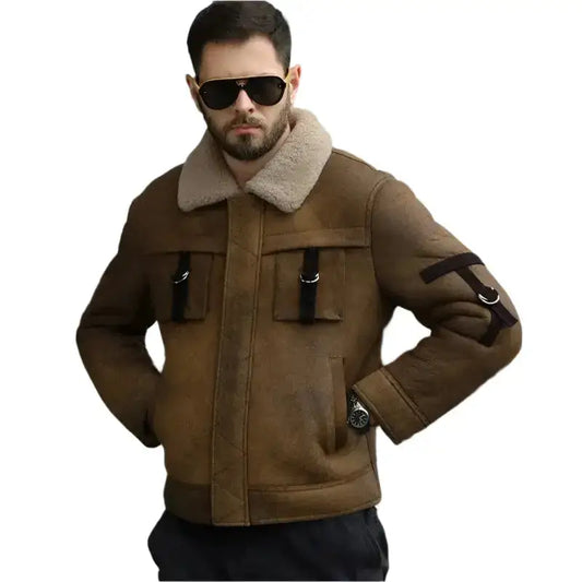 Men’s Brown Shearling B3 Bomber Jacket