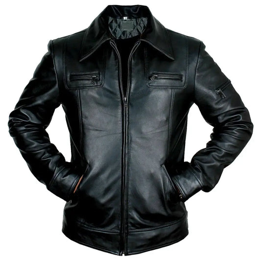 Mens Buster Slim Fit Leather Jacket