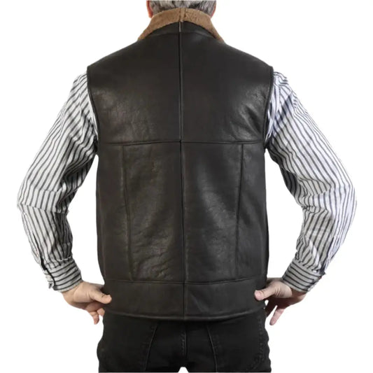 Mens Caramel Nappa Lamb Leather Gilet