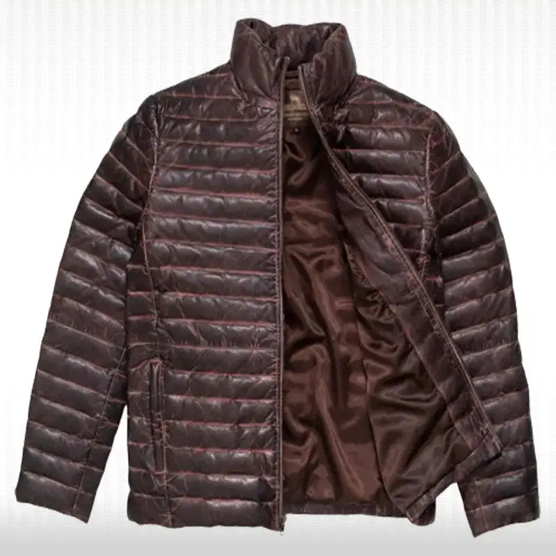 Mens Sheepskin Leather Puffer Jacket