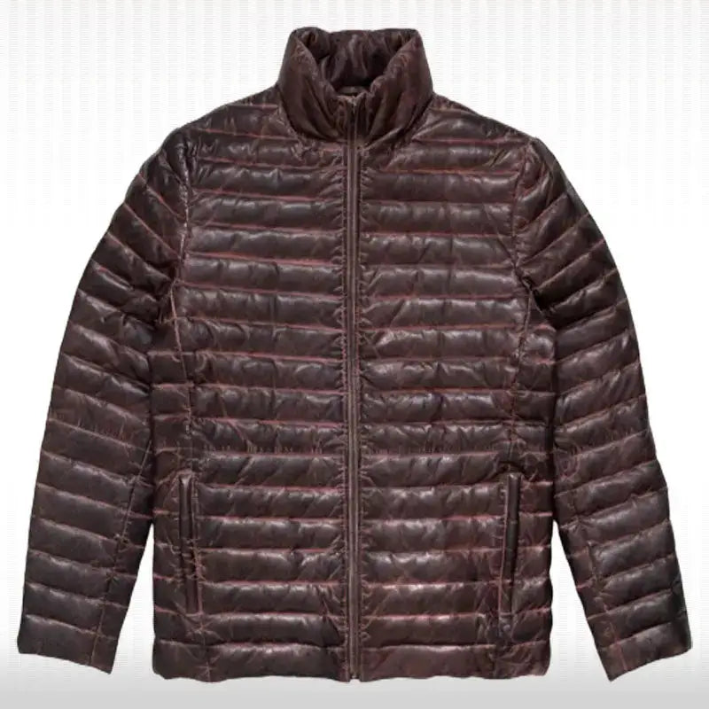 Mens Sheepskin Leather Puffer Jacket