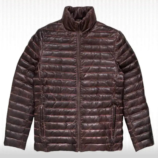 Mens Sheepskin Leather Puffer Jacket