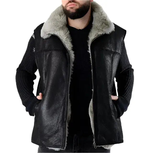 Mens Black Sheepskin Vest