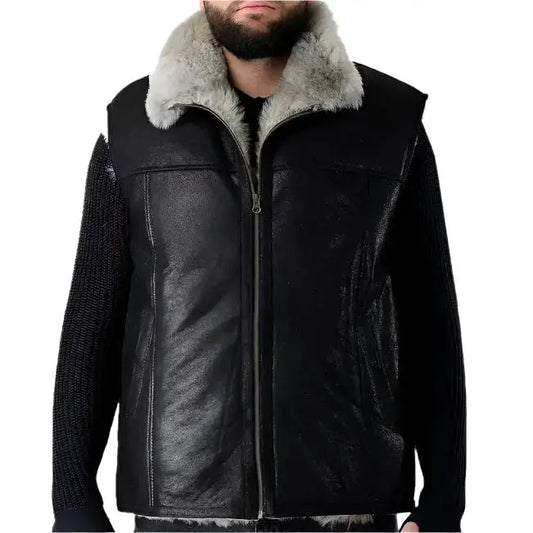 Mens Black Sheepskin Vest