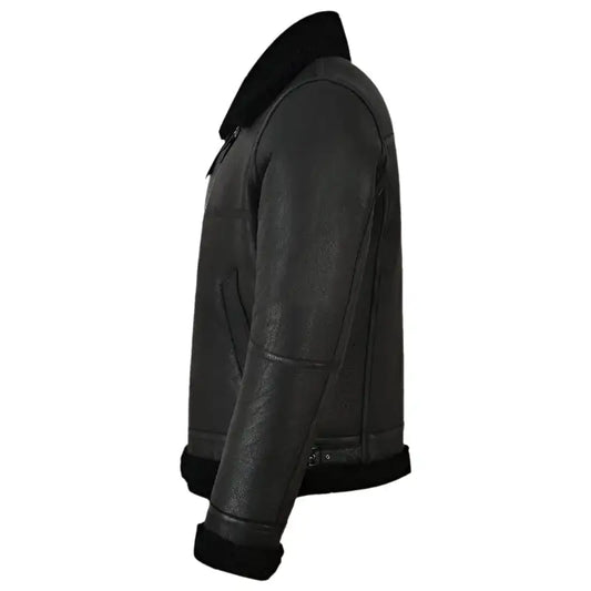 Men’s Jet Black Shearling Leather Jacket