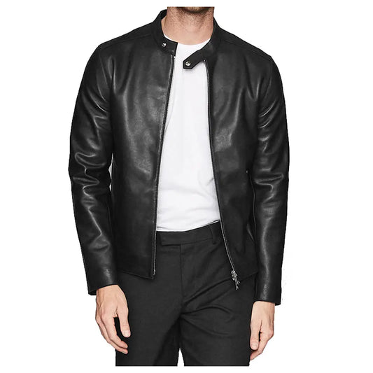Men's Leather Café Racer Jacket