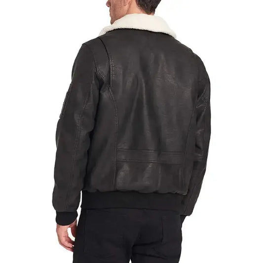 Mens Leather Aviator Bomber Jacket