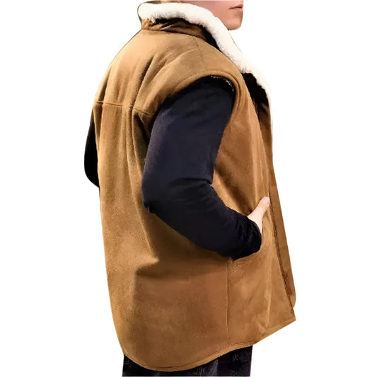 Mens Shearling B3 Bomber Vest Aviator Gilet