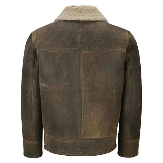 Men’s Shearling RAF Flying Dirty Beige Bomber Leather Jacket