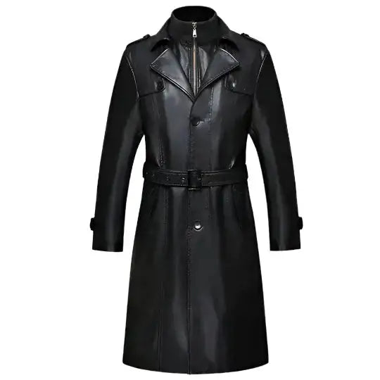 Mens Sheepskin Leather Trench Coat