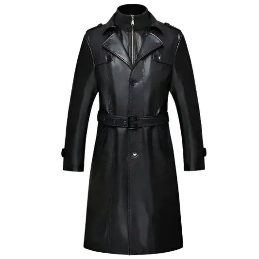 Mens Sheepskin Leather Trench Coat