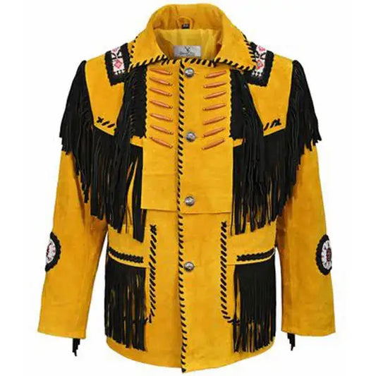 Men's Traditional Native American Western Leather Jacket