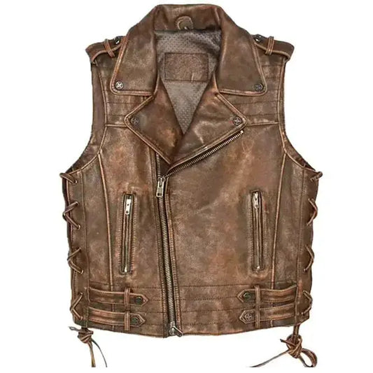 Mens Vintage Brown Leather Vest