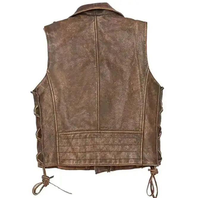 Mens Vintage Brown Leather Vest