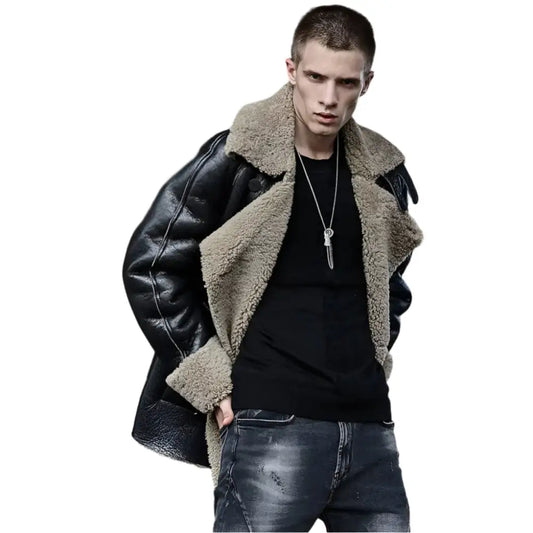 Mens Sheepskin Shearling Fur Coat