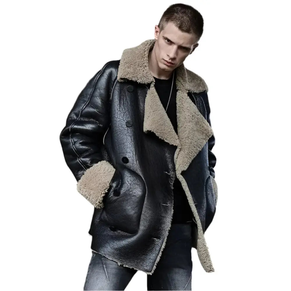 Mens Sheepskin Shearling Fur Coat
