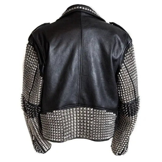 Men’s Punk Studded Rock Emo Biker Leather Jacket – Stylish Design