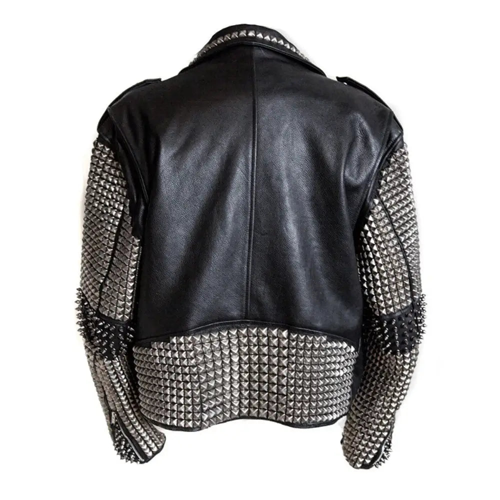 Men’s Punk Studded Rock Emo Biker Leather Jacket – Stylish Design