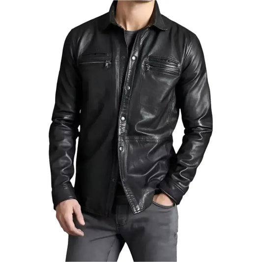 Mens Real Sheepskin Leather Shirt