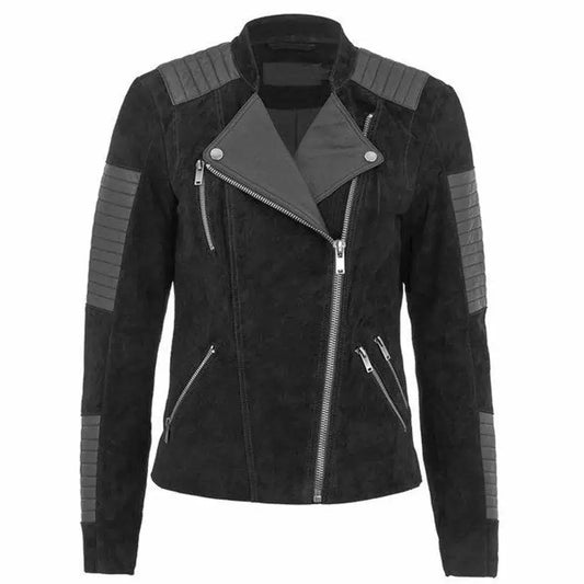 Women’s Nubuck Leather Motorcycle Jacket