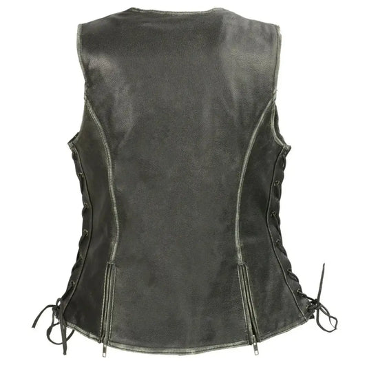 Women’s Gun Pocket Fashion Leather Vest