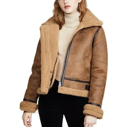 Women’s Brown Shearling Aviator Jacket