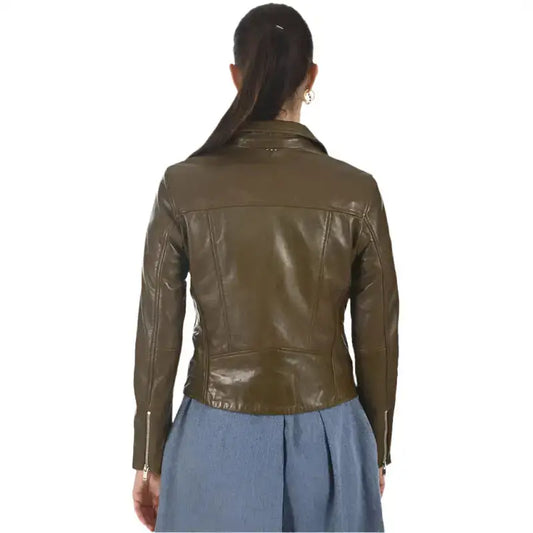 Women's Olive Green Leather Jacket