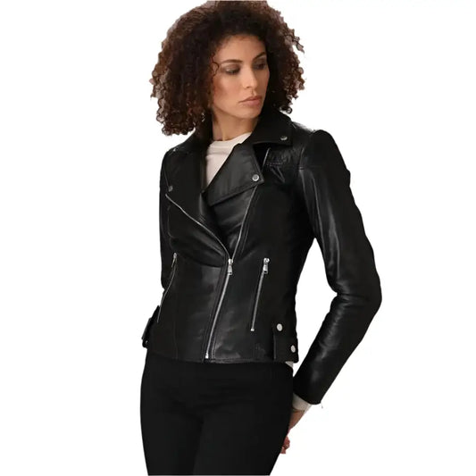 Women's Black Lambskin Leather Jacket – Classic Style
