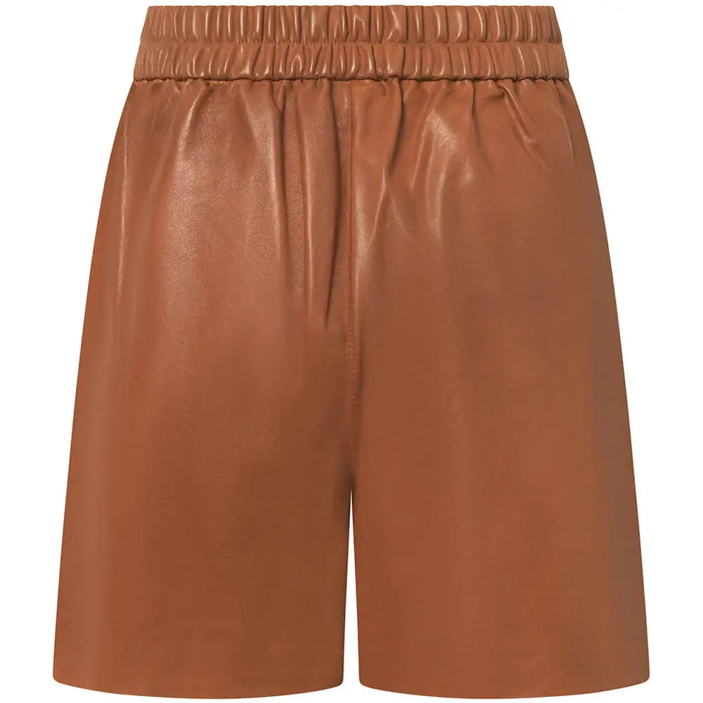 Women's Vintage Cognac Leather Shorts